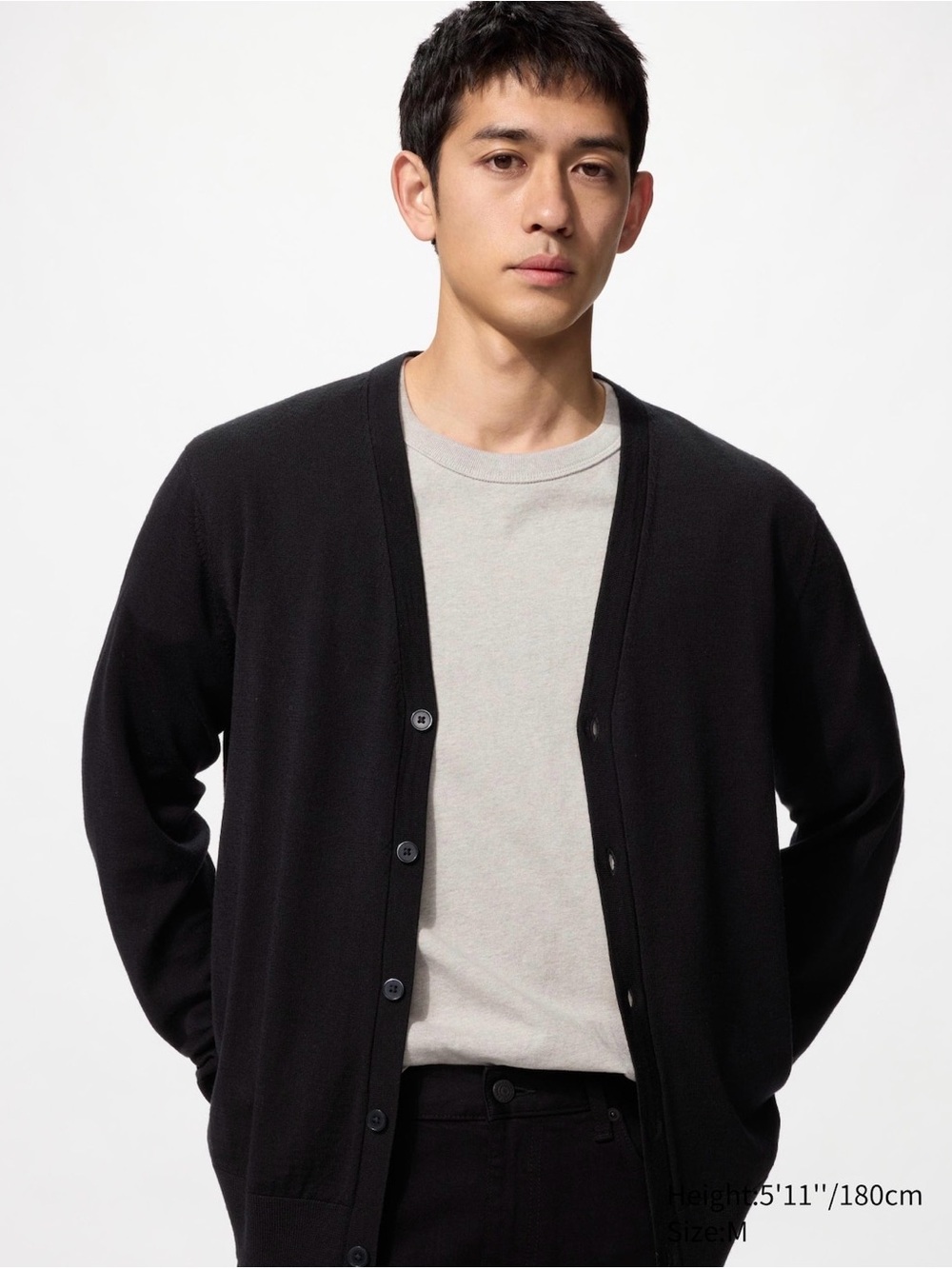 Uniqlo Men's Black Merino Cardigan